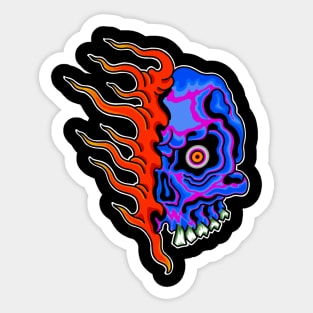 Neon Ghost Skull Sticker